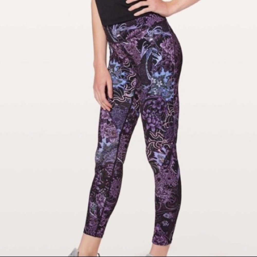 Lululemon Purple Floral Leggings Size 2 Tights